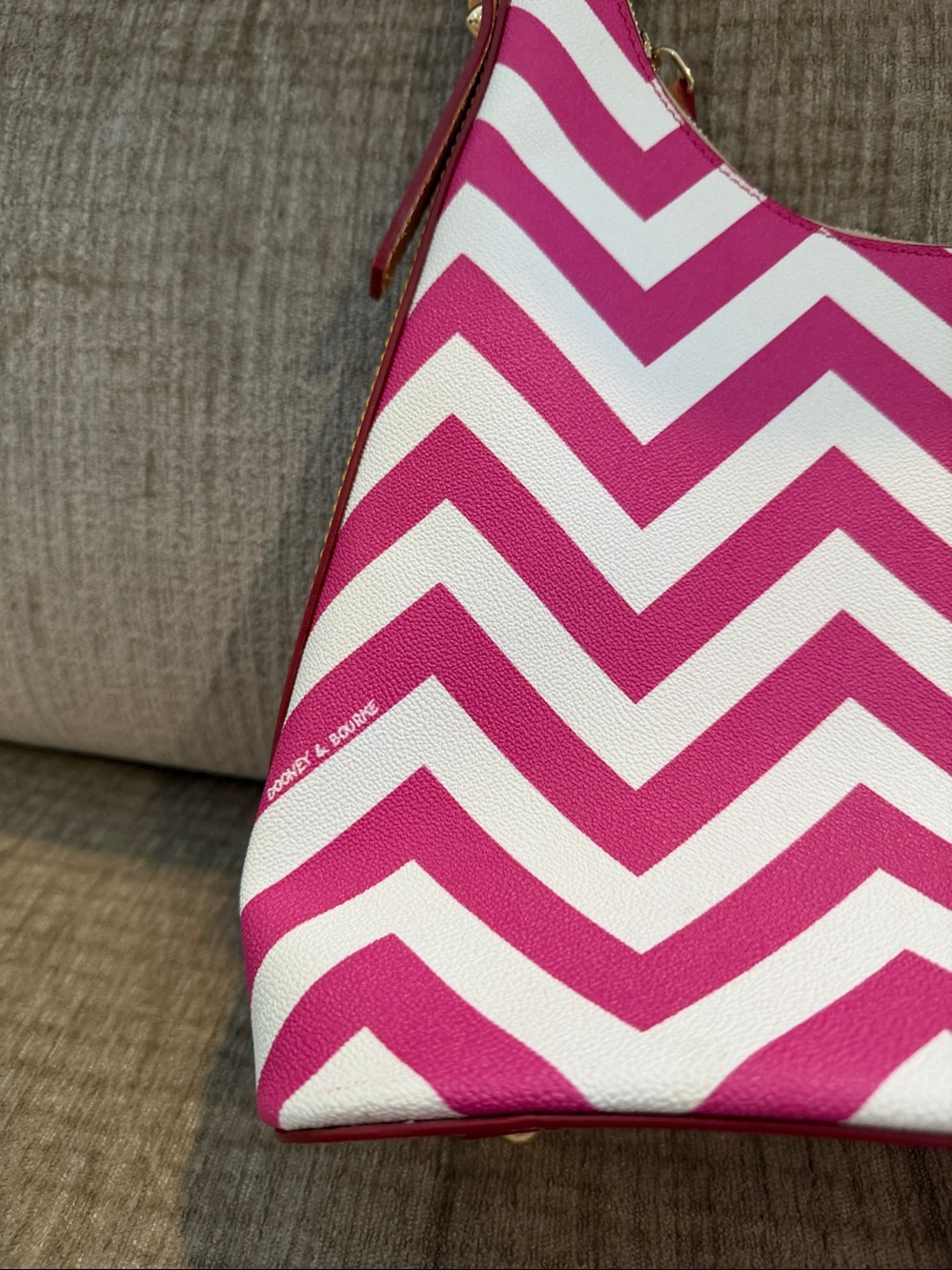 Dooney and Burke Chevron, hobo bag and pink and white zigzag - Picture 4 of 12